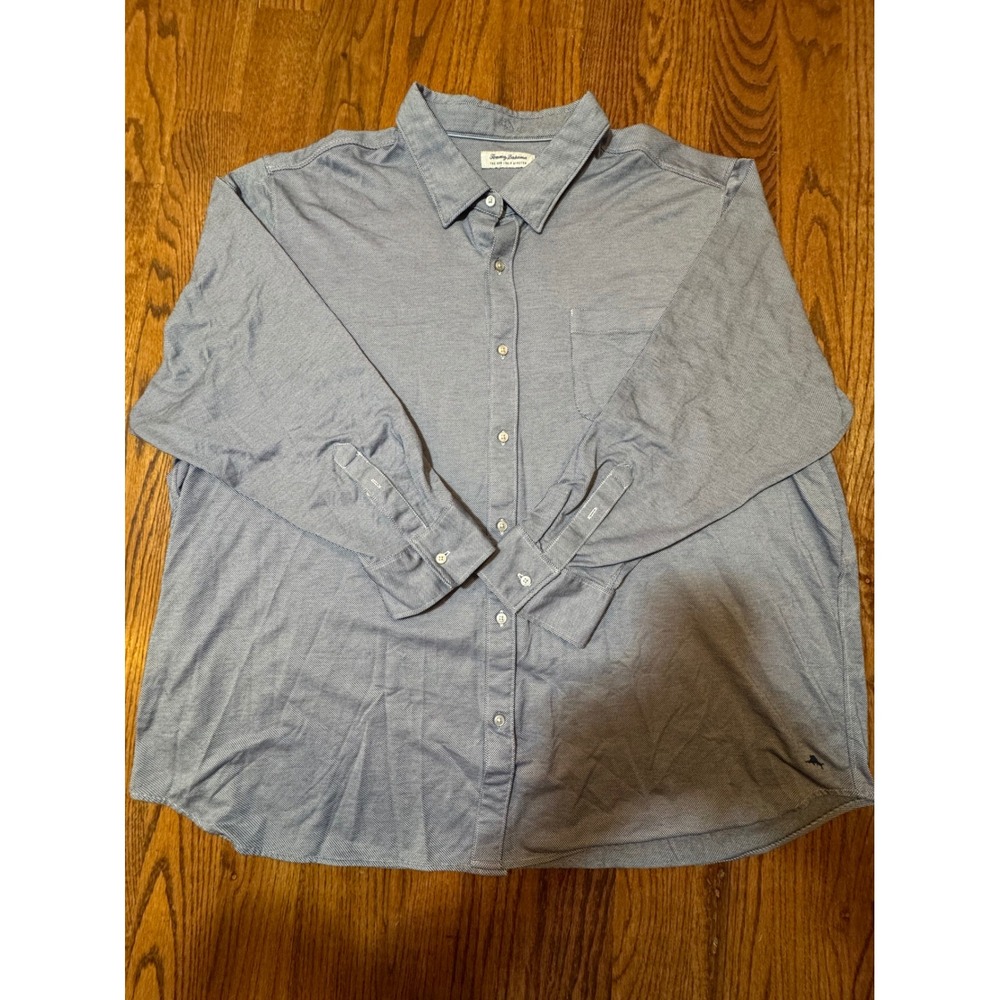 Tommy Bahama Mens 4XLB San Lucio Stretch Blue Micro Check Button Down Shirt